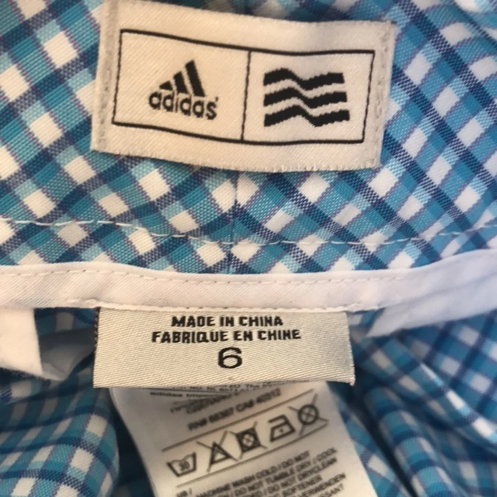 Adidas Blue Check Golf Bermuda Short Stretch Size 6 Outdoors Sporty Pockets